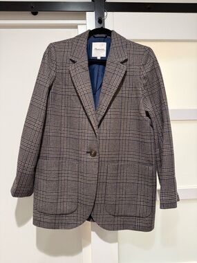 Madewell Plaid Blazer in Brown and Navy